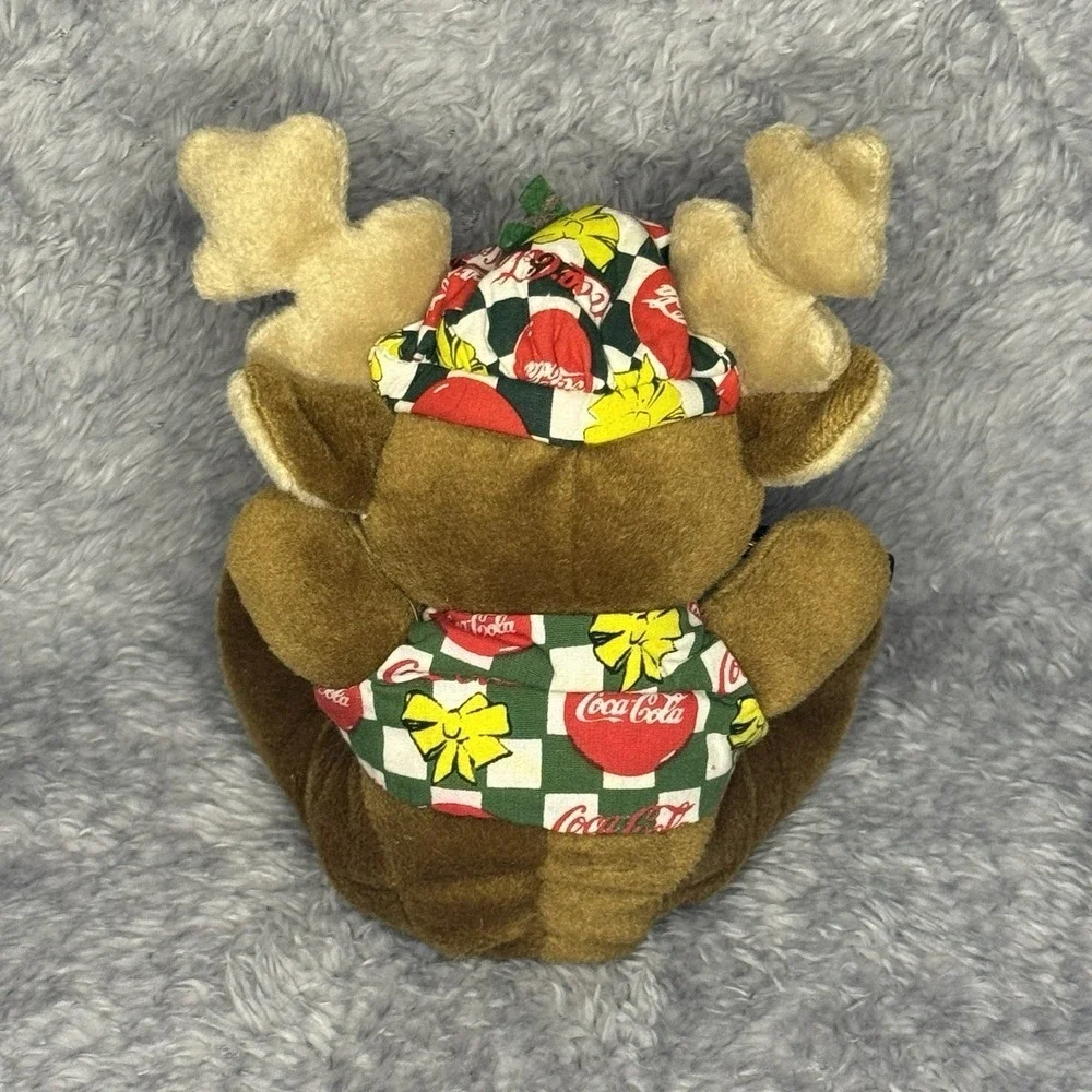 Coca-Cola Plush Reindeer Stuffed Animal Holiday Moose Scarf Hat Bottle 6